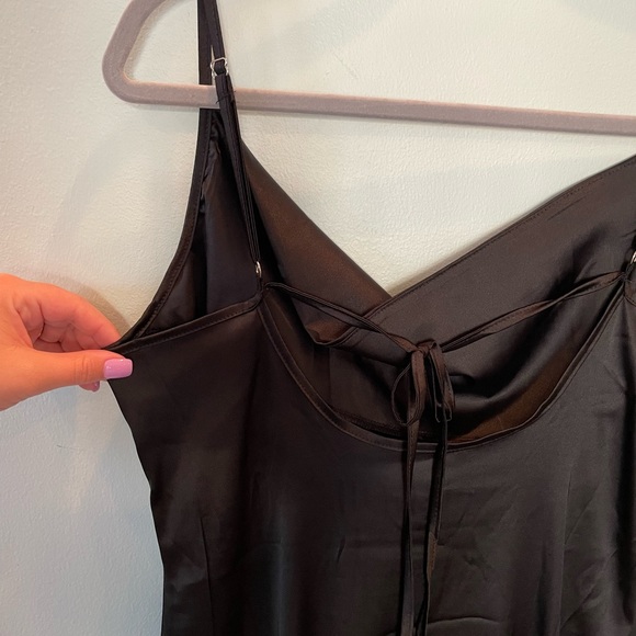 Satin black cowl neck dress - Picture 2 of 3